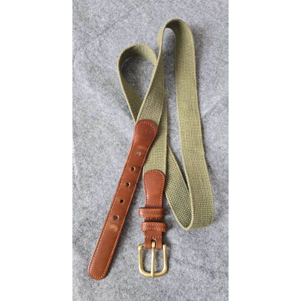 Vintage Coach Natural Linen Surcingle 42" Belt 3806 olive green British Tan VGUC